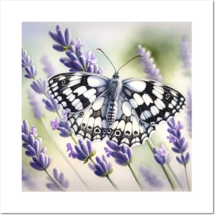 Pop Marbled White Moth - Watercolor Butterfly Posters and Art